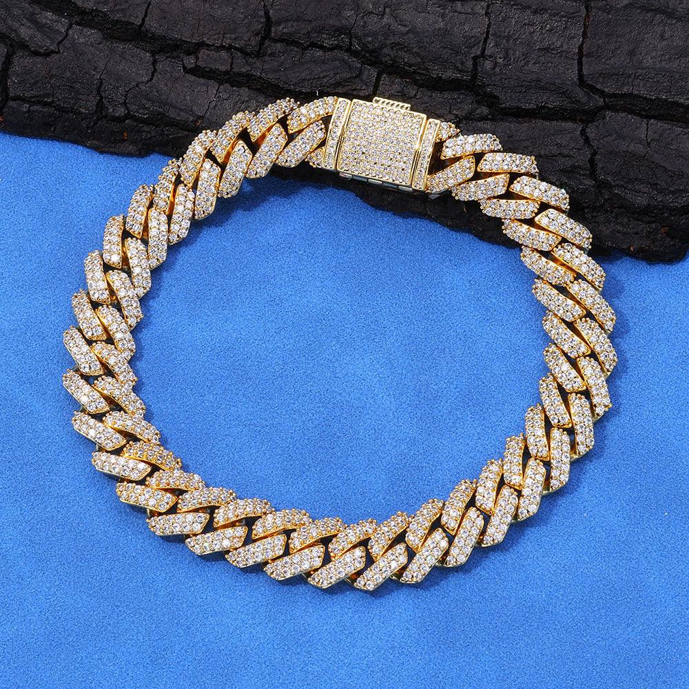 Gold Chain 10mm S925 Silver Single Row CZ Cuban Link Bracelet – Custom Rapper Jewelry for Men | Caratix Jewelry - CaratixJewelry